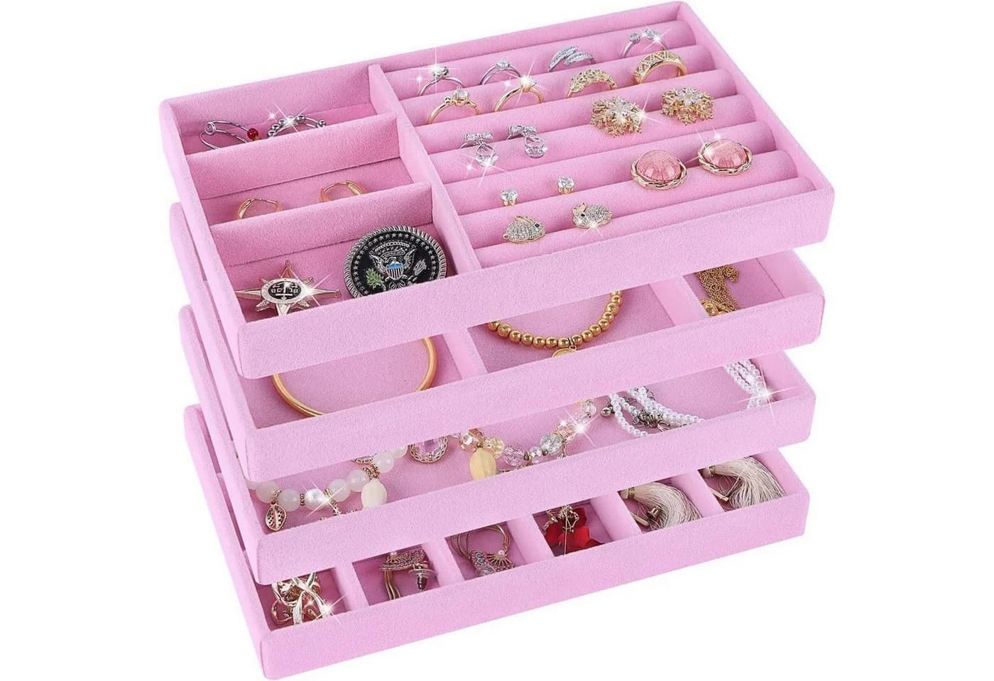 LuxusKollektion Schmuckkasten Rosa 4-teiliges Organizer-Set - Bild 2