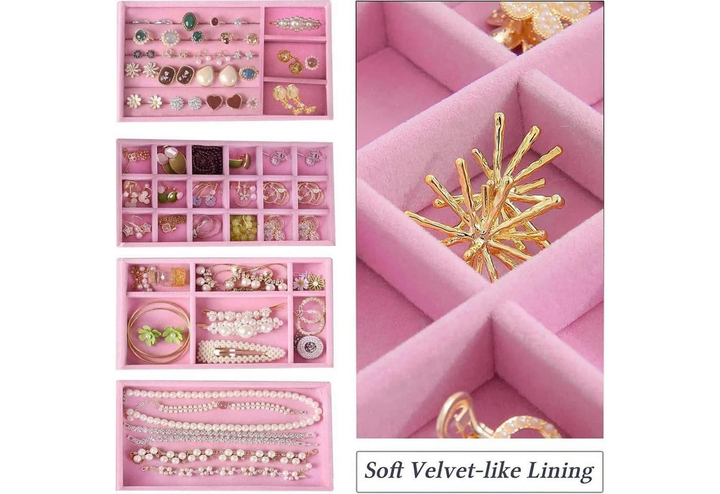 LuxusKollektion Schmuckkasten Rosa 4-teiliges Organizer-Set - Bild 4
