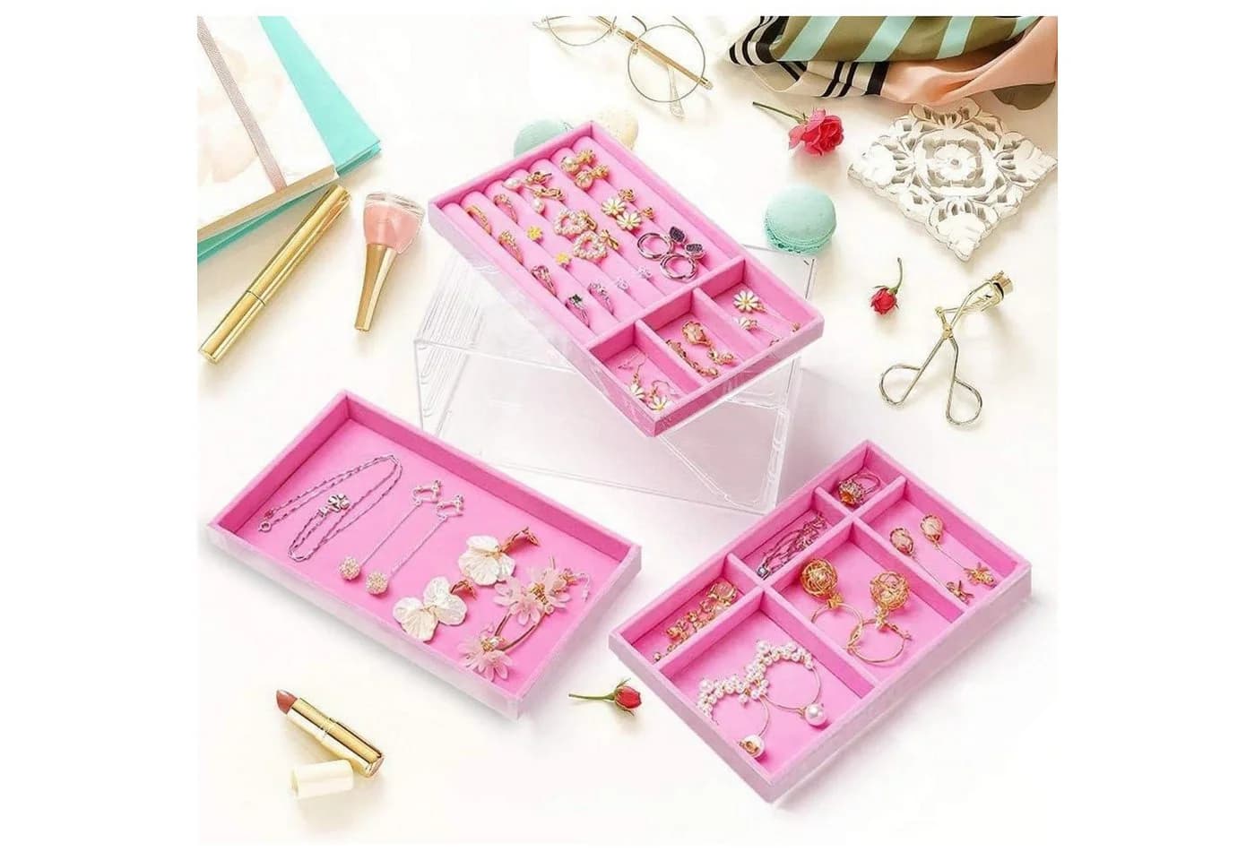 LuxusKollektion Schmuckkasten Rosa 4-teiliges Organizer-Set - Bild 5