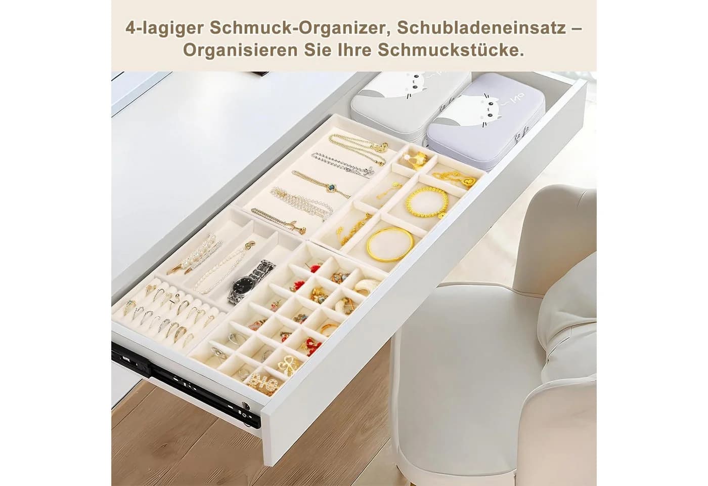 LuxusKollektion Schmuckaufbewahrung Schubladeneinsatz Beige 4-teilig - Bild 5