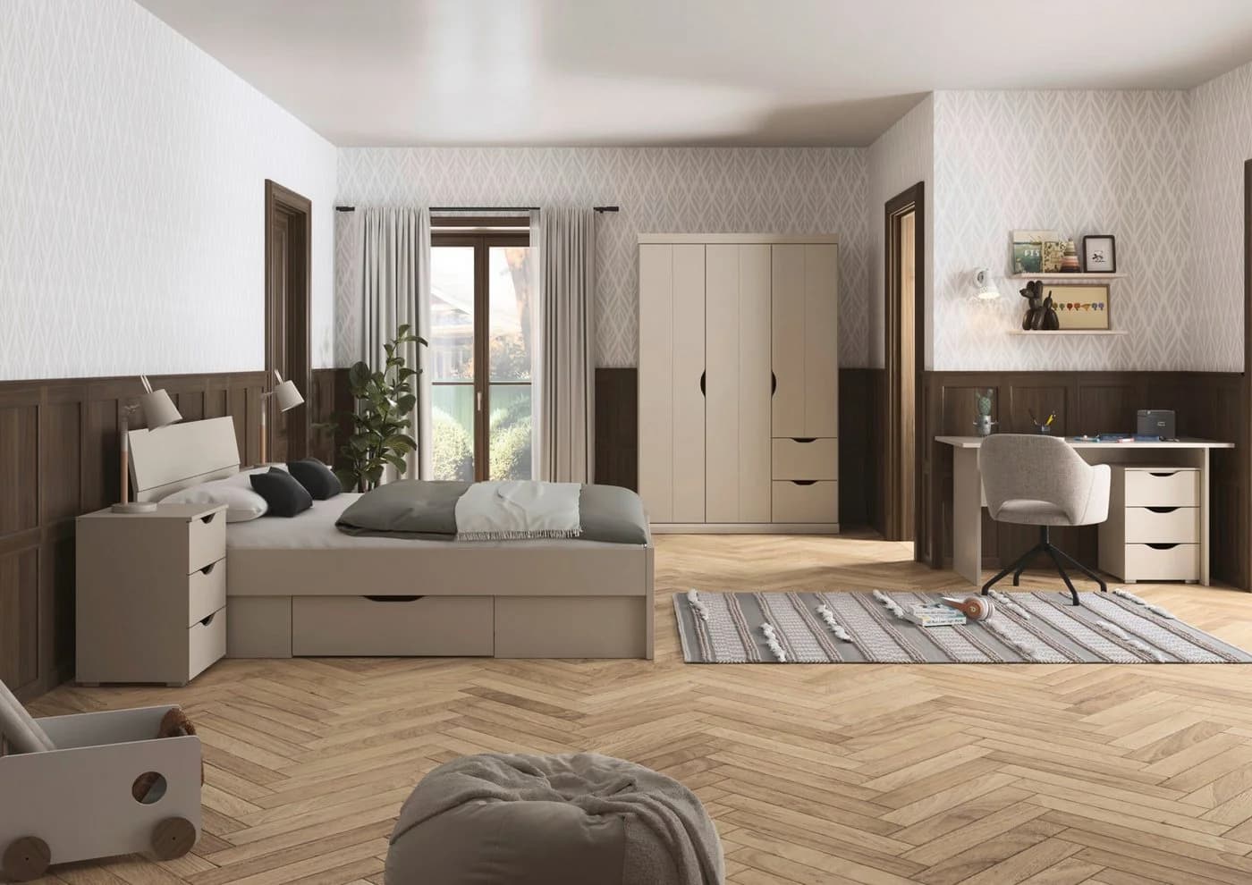 Rauch Komplett-Schlafzimmer Frieda Bett 140x200cm Beige - Bild 2