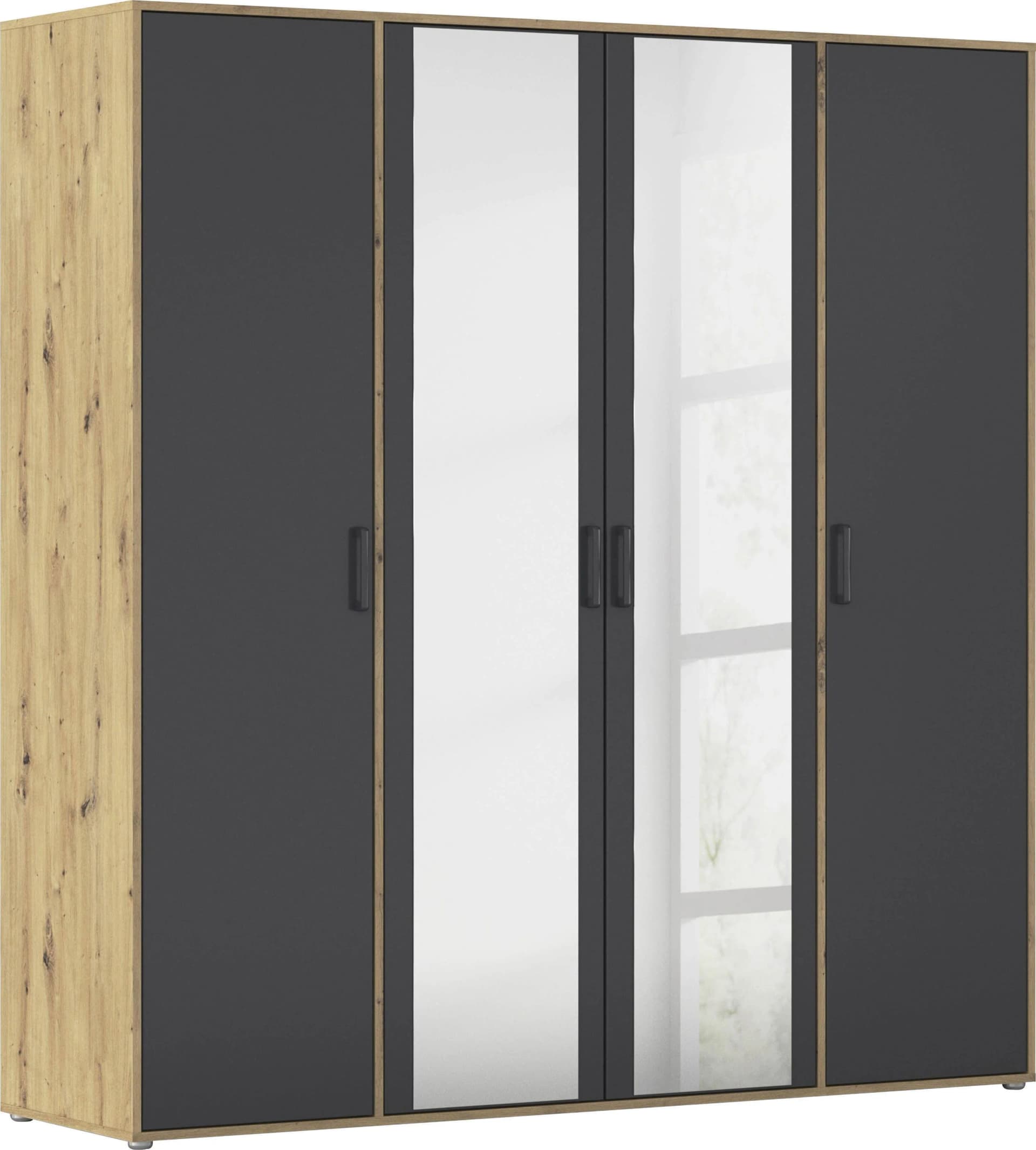 Rauch Drehtürenschrank VOYAGER Grau Eiche Artisan mit Spiegel