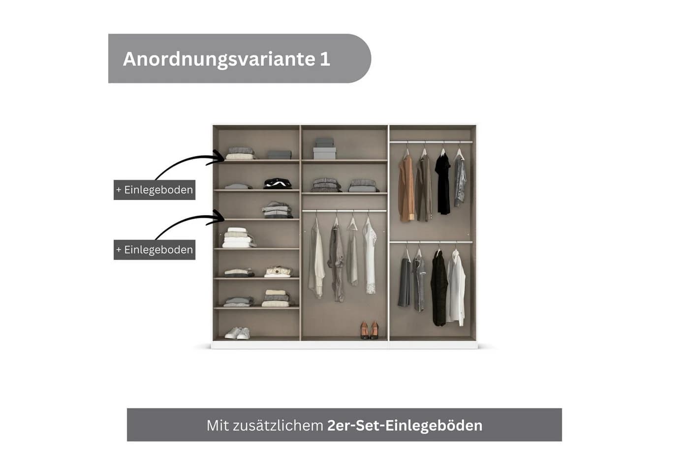 OTTO HOME AGORDO Drehtürenschrank Beige Glasfront mit Spiegel - Bild 5