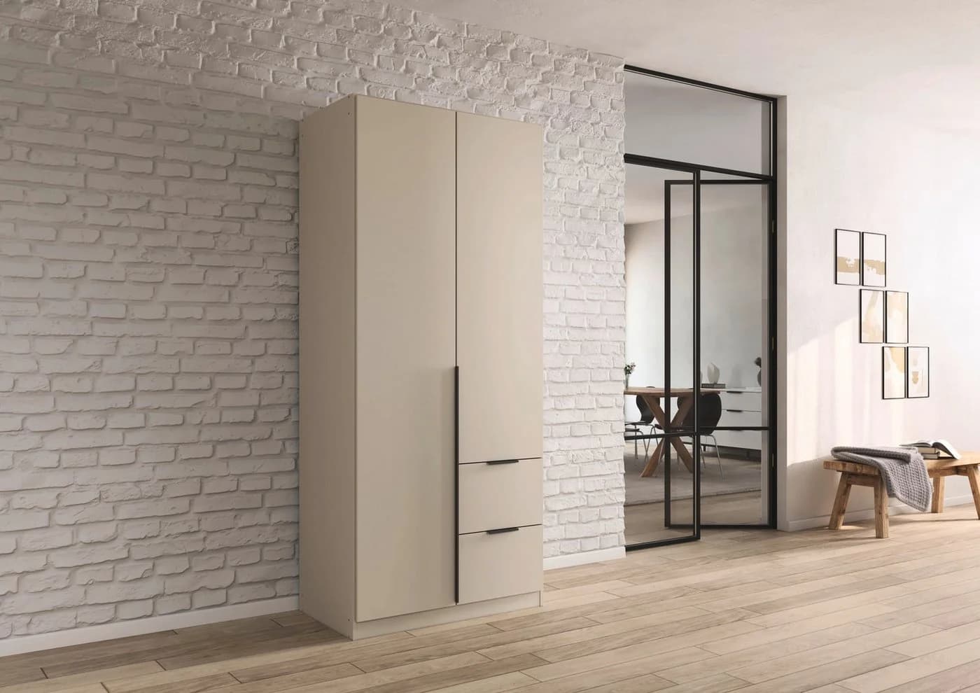 OTTO HOME AGORDO Drehtürenschrank Beige mit Schubkästen