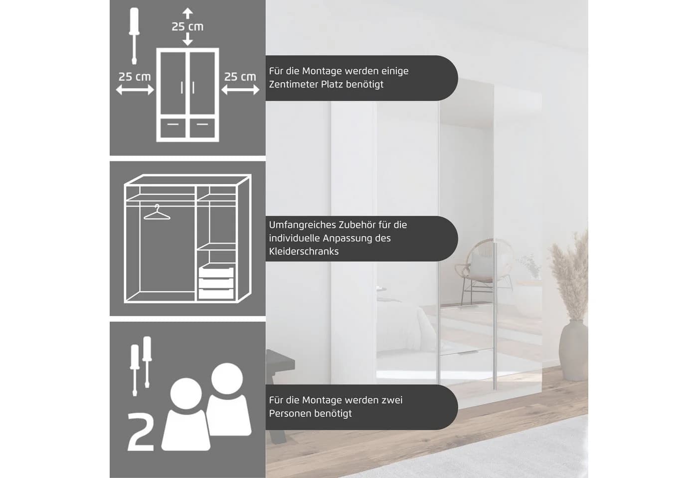 OTTO HOME AGORDO Drehtürenschrank Beige mit Schubkästen - Bild 3
