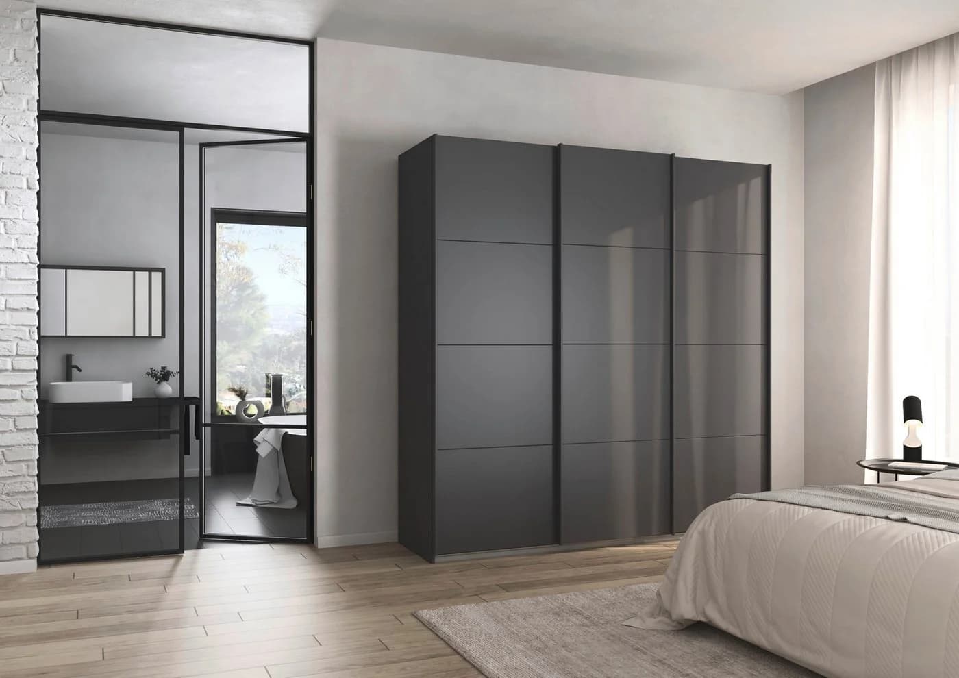 OTTO HOME Schwebetürenschrank AGORDO Grau Holzwerkstoff