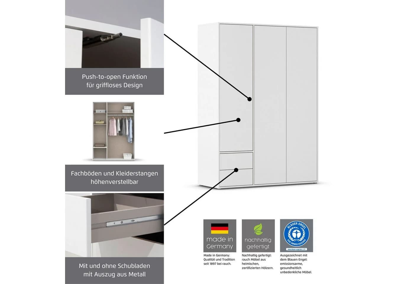 Rauch NABILA Drehtürenschrank Grau Push-to-Open - Bild 3