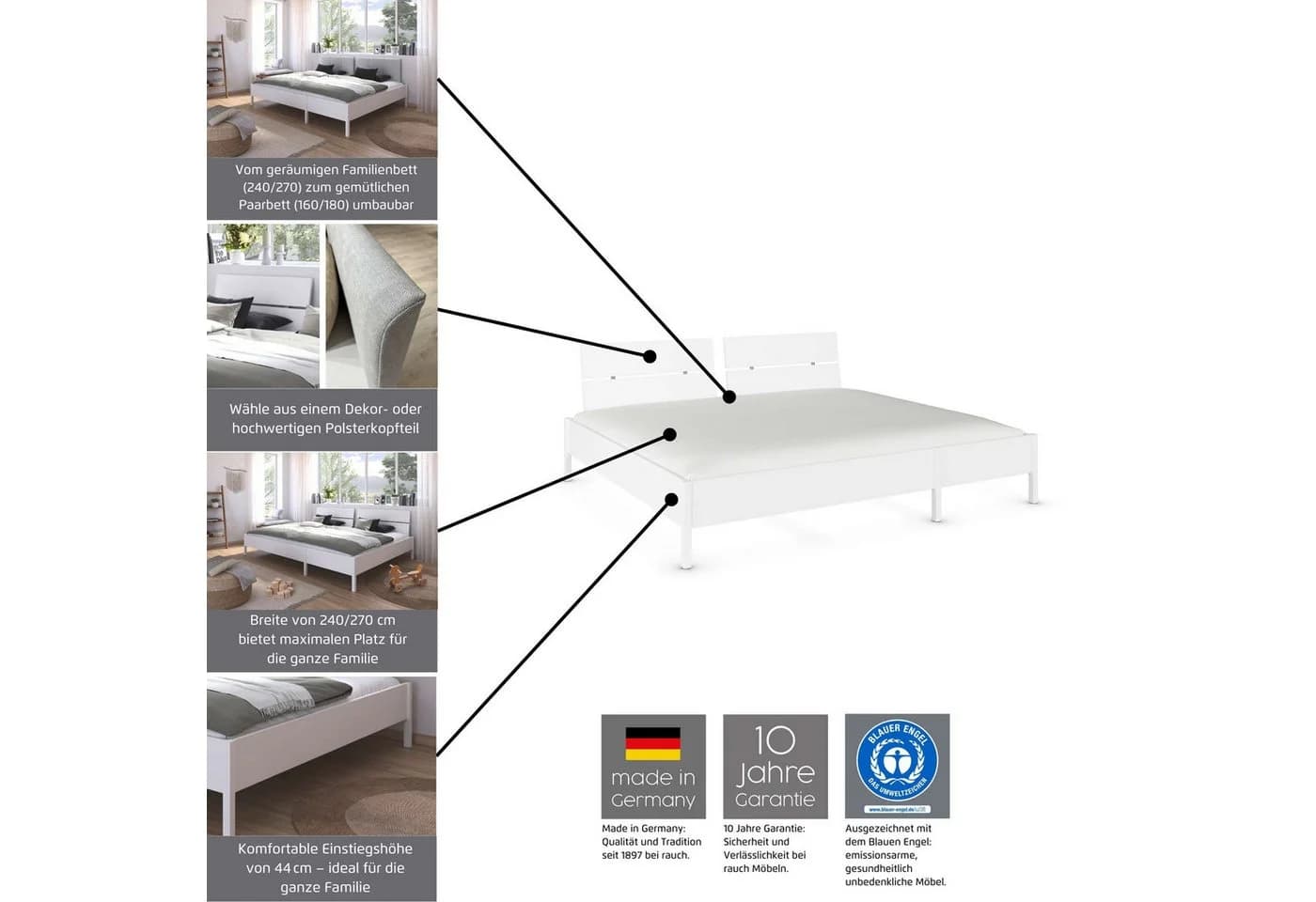 Rauch Familienbett MARE Weiß Umbaubar XXL - Bild 5