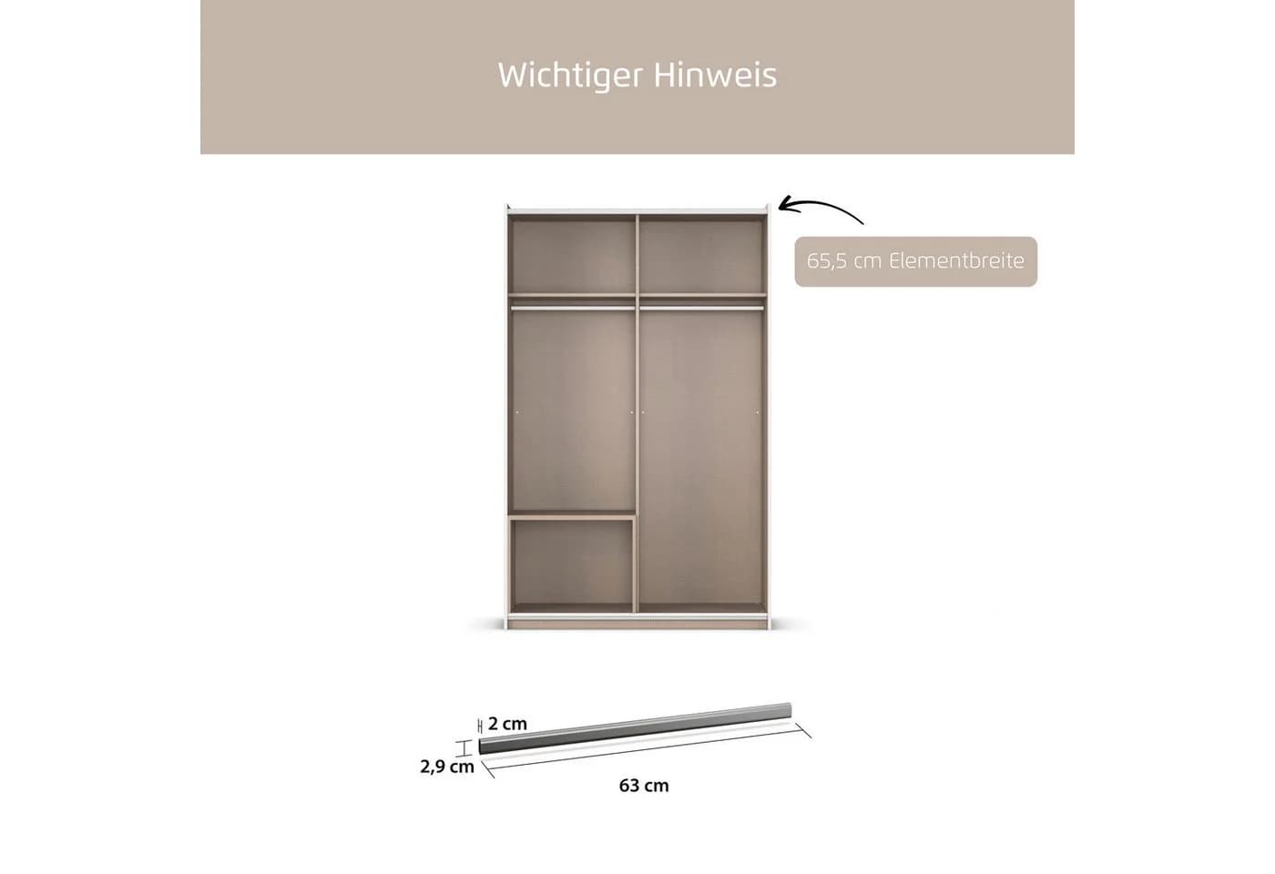 Kleiderstange RAUCH Zubehör für Rauch-Schränke 63 cm - Bild 3