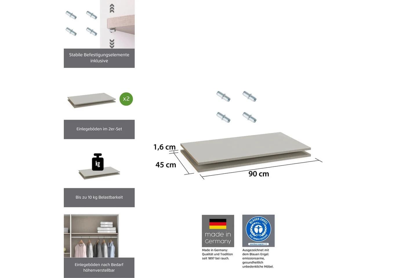 Rauch Einlegeboden 2er Set Leinenoptik Hell für Schränke - Bild 4