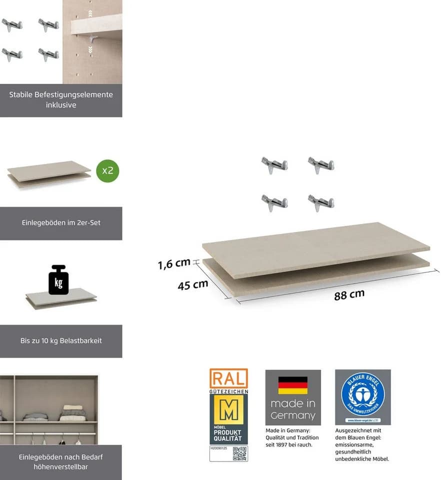 Rauch Einlegeboden 2er-Set Leinenoptik Hell für Drehtürenschränke - Bild 3