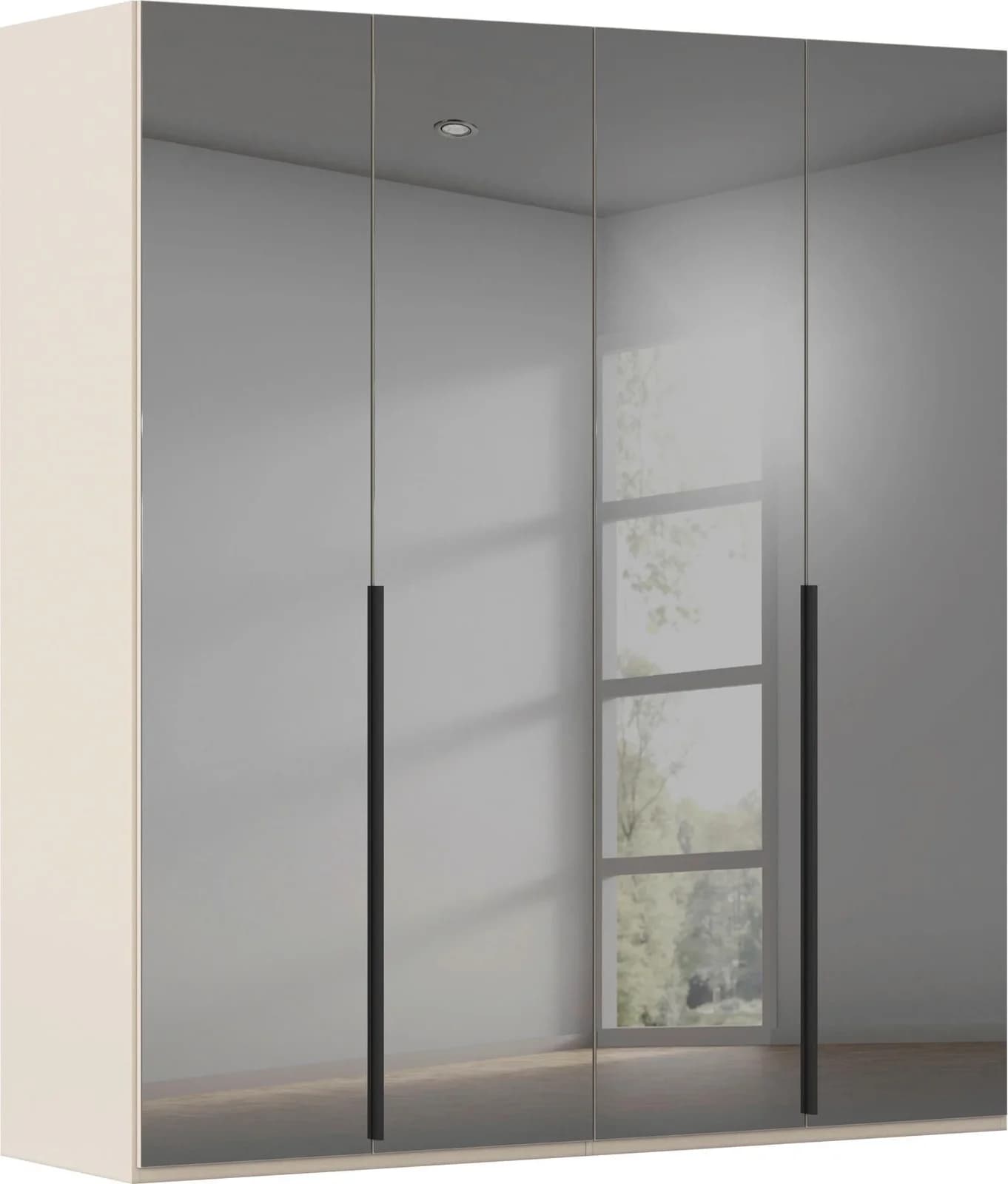 Rauch Drehtürenschrank Kleiderschrank Garderobe Wäscheschrank Beige Grauspiegel