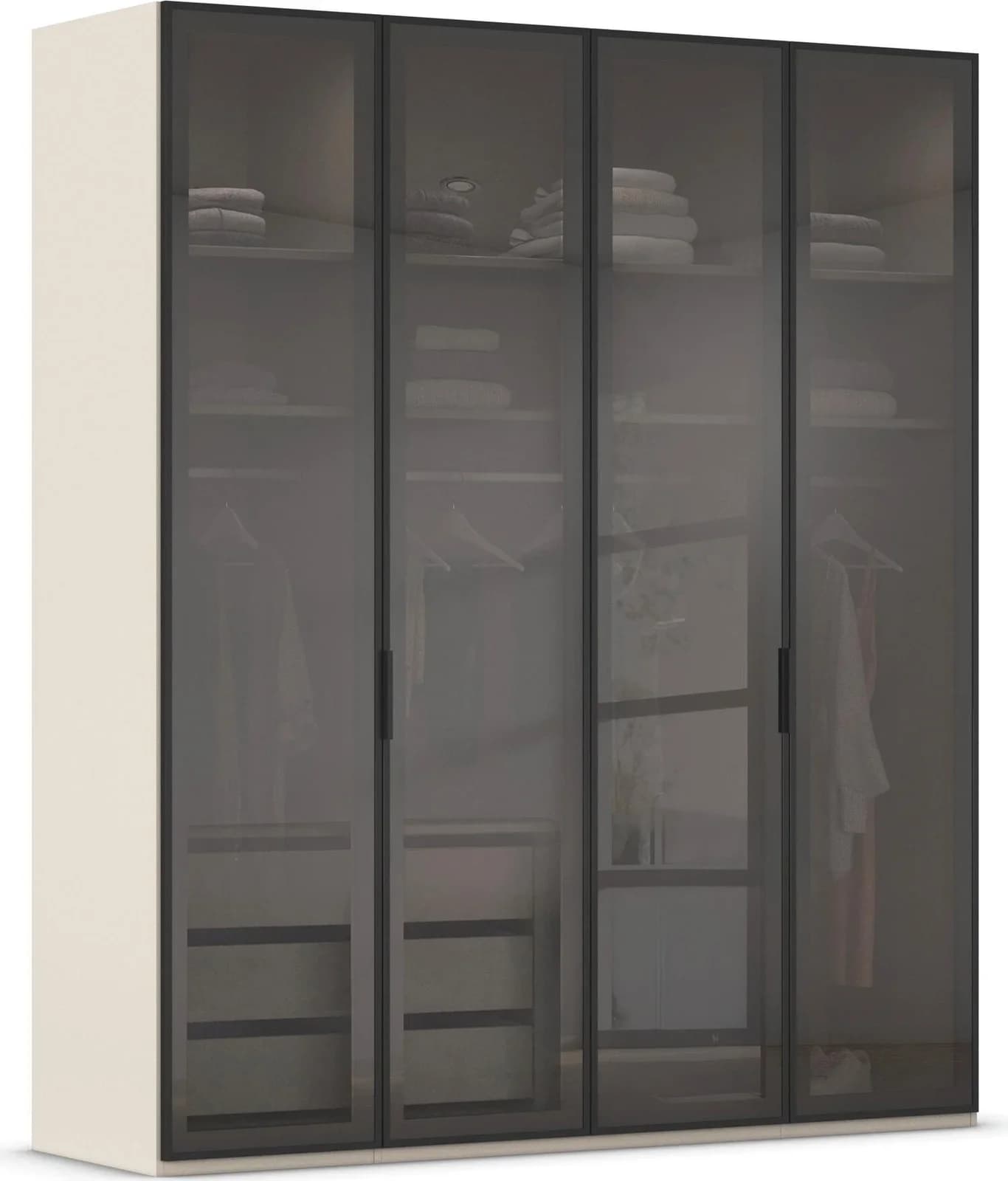 RAUCH SKAT SHINE Kleiderschrank Beige Glas 201cm Soft-Close