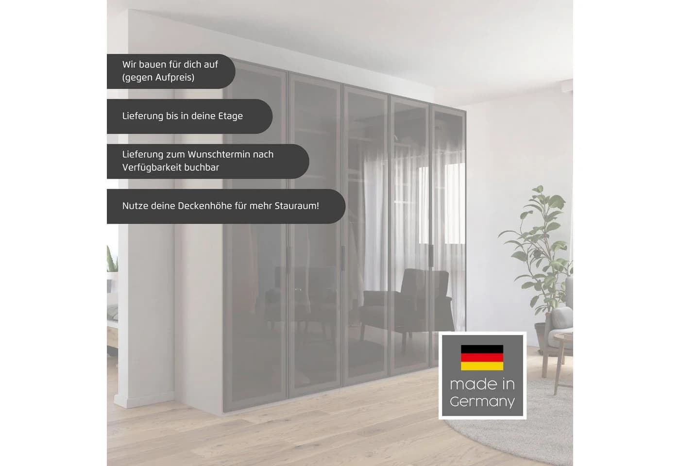 RAUCH SKAT SHINE Drehtürenschrank Schwarz Glas - Bild 3