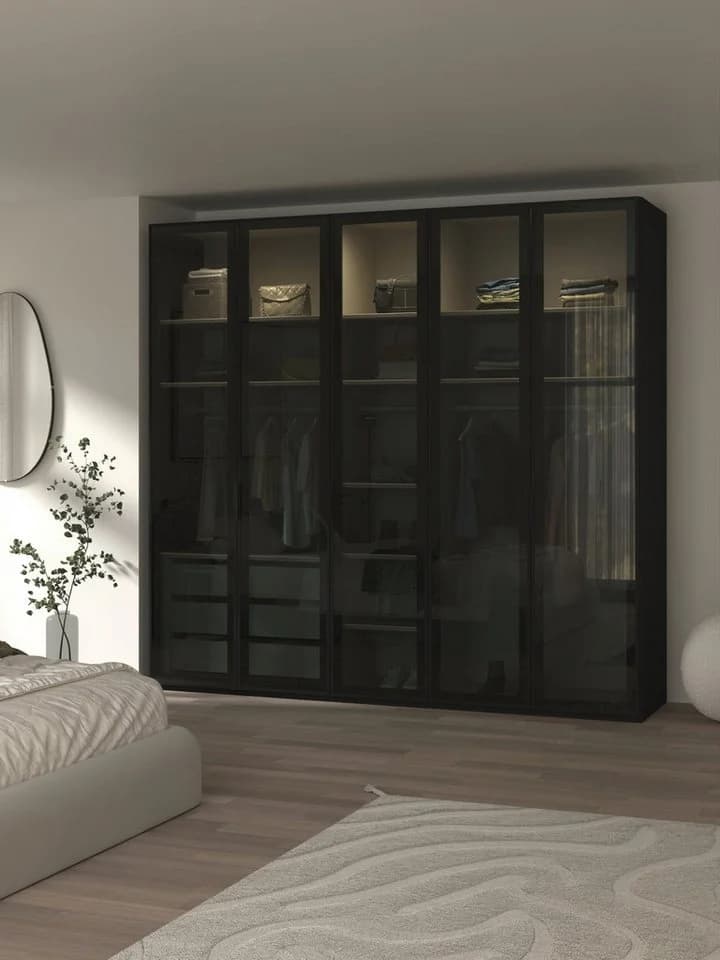 rauch Kleiderschrank SKAT SHINE Schwarz Glasfront