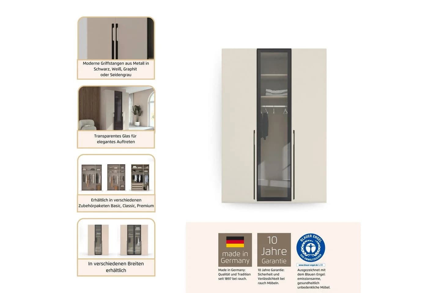 rauch Kleiderschrank SKAT SHINE Schwarz Glasfront - Bild 3
