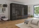 rauch Kleiderschrank SKAT SHINE Glasfront Schwarz Grau Beige Bild 1