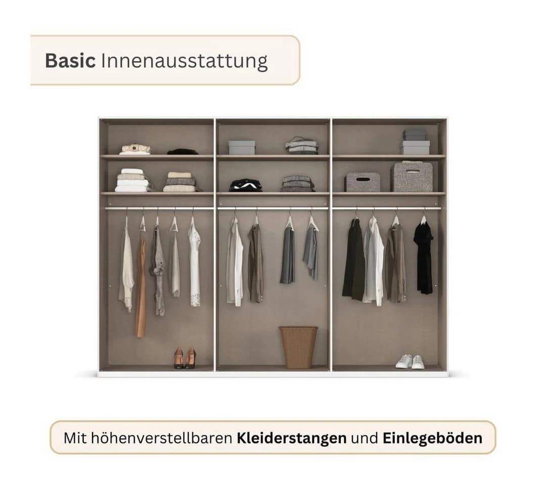 rauch Kleiderschrank SKAT SHINE Glasfront Schwarz Grau Beige - Bild 4