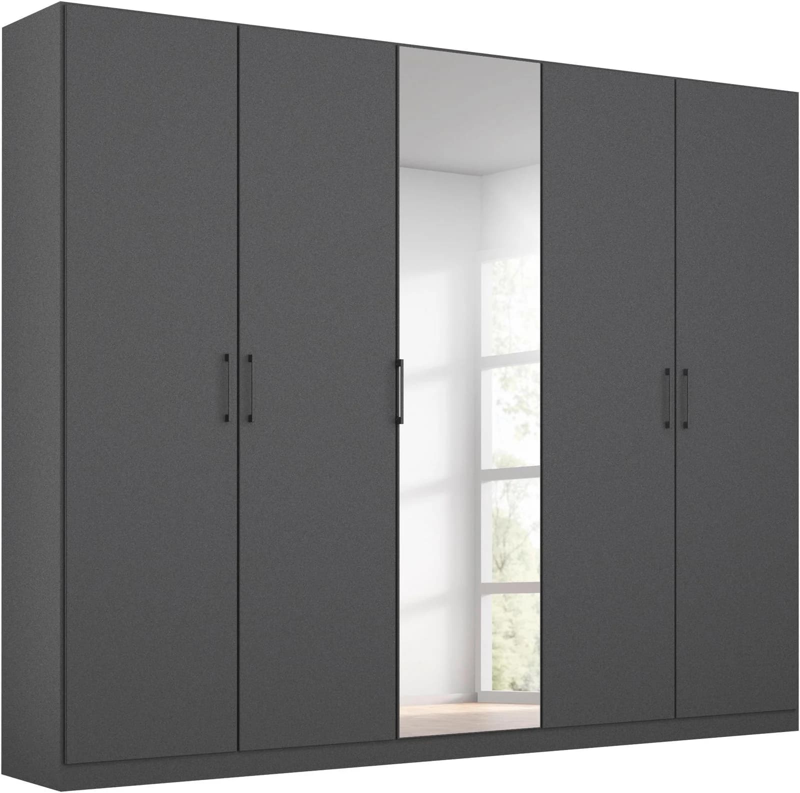 Rauch Kleiderschrank Thor Grau mit Spiegel und Premium-Einteilung