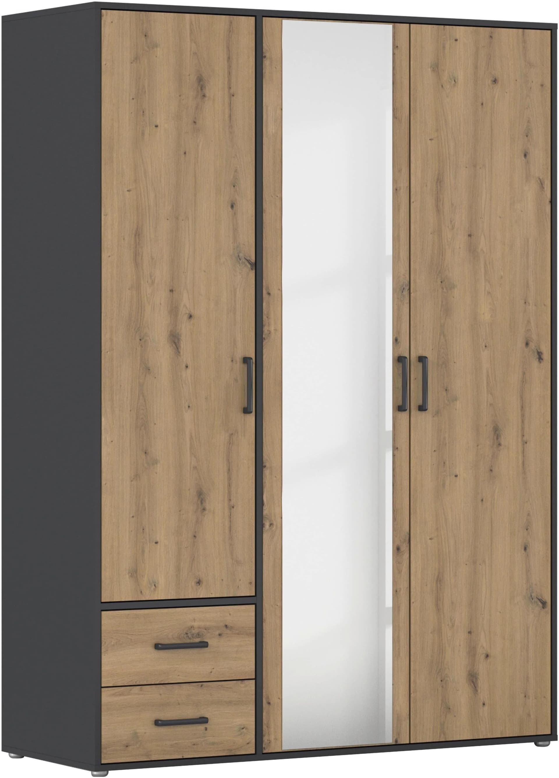 Rauch VOYAGER Drehtürenschrank Grau Eiche Artisan mit Schubkästen