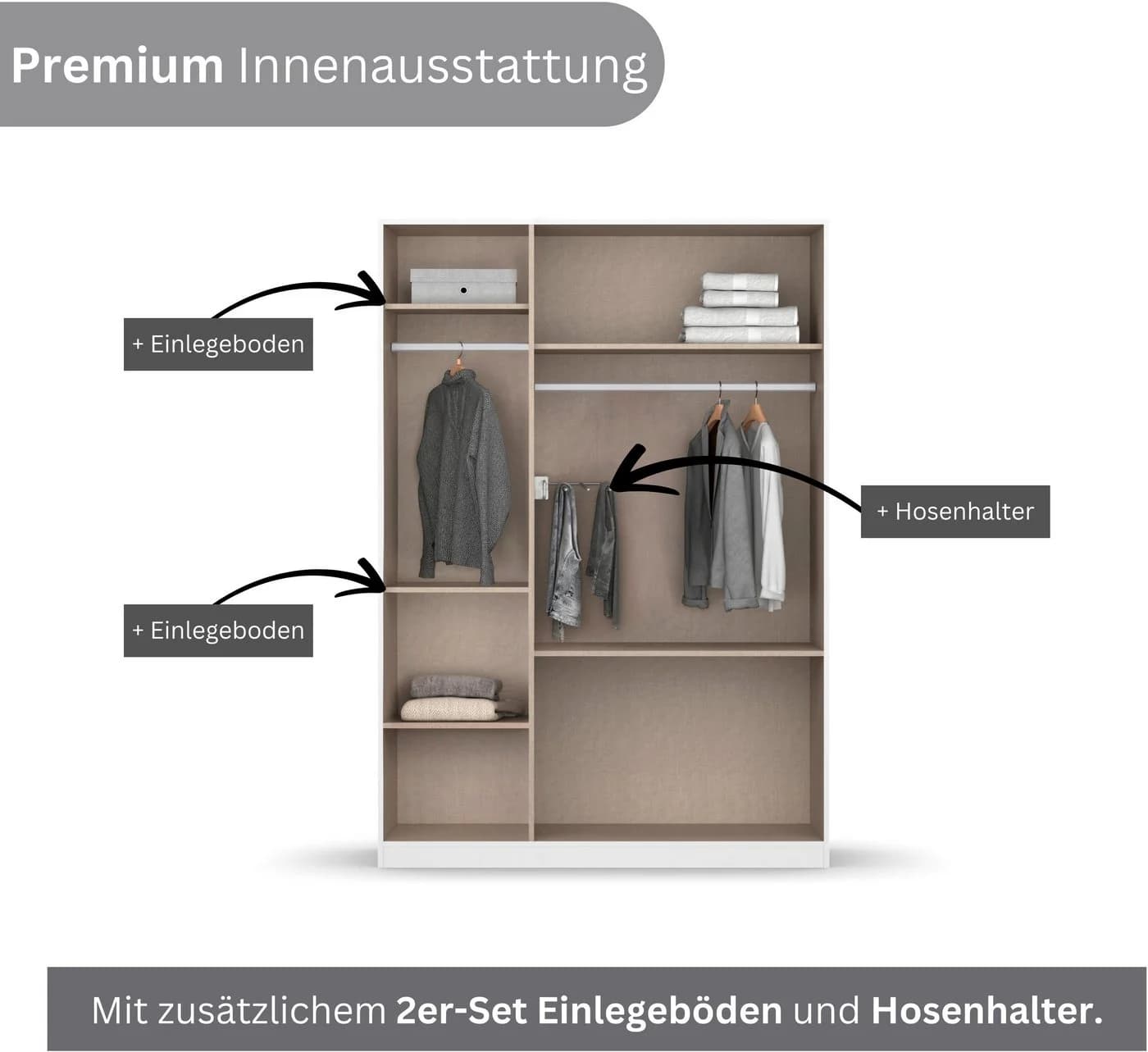 Rauch Kleiderschrank Costa 136 cm Alpinweiß Push-to-Open - Bild 3