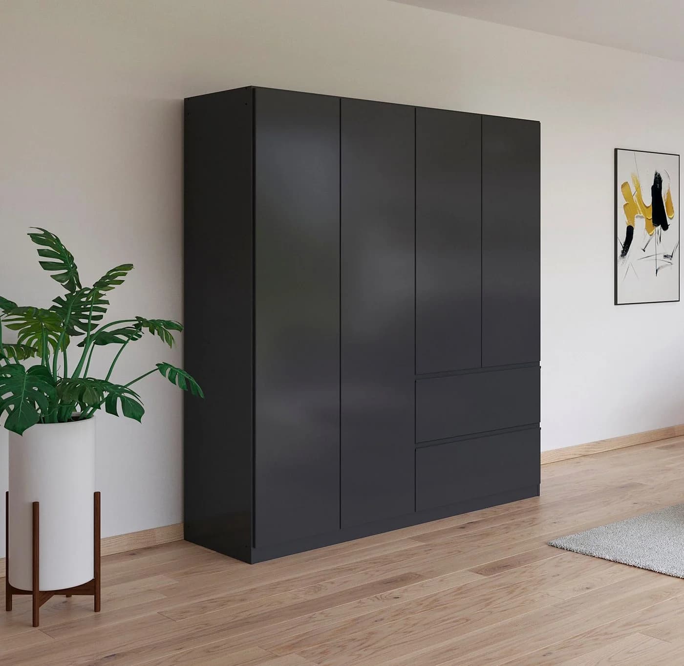 Drehtürenschrank Costa Kleiderschrank 181x197x54 cm Graumetallic Rauch