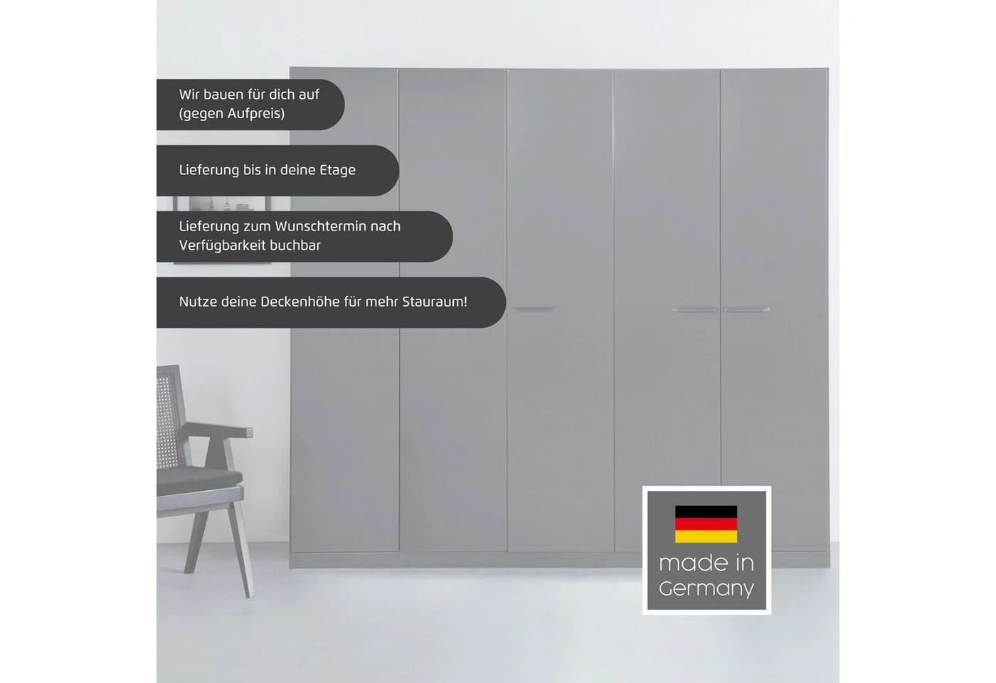Rauch Drehtürenschrank Oteli Grau Metall - Bild 3