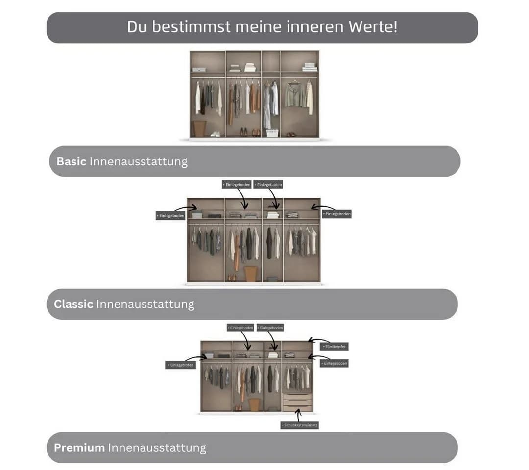 Rauch AVOLA Kleiderschrank Drehtürenschrank Alpinweiß Schwarz - Bild 5