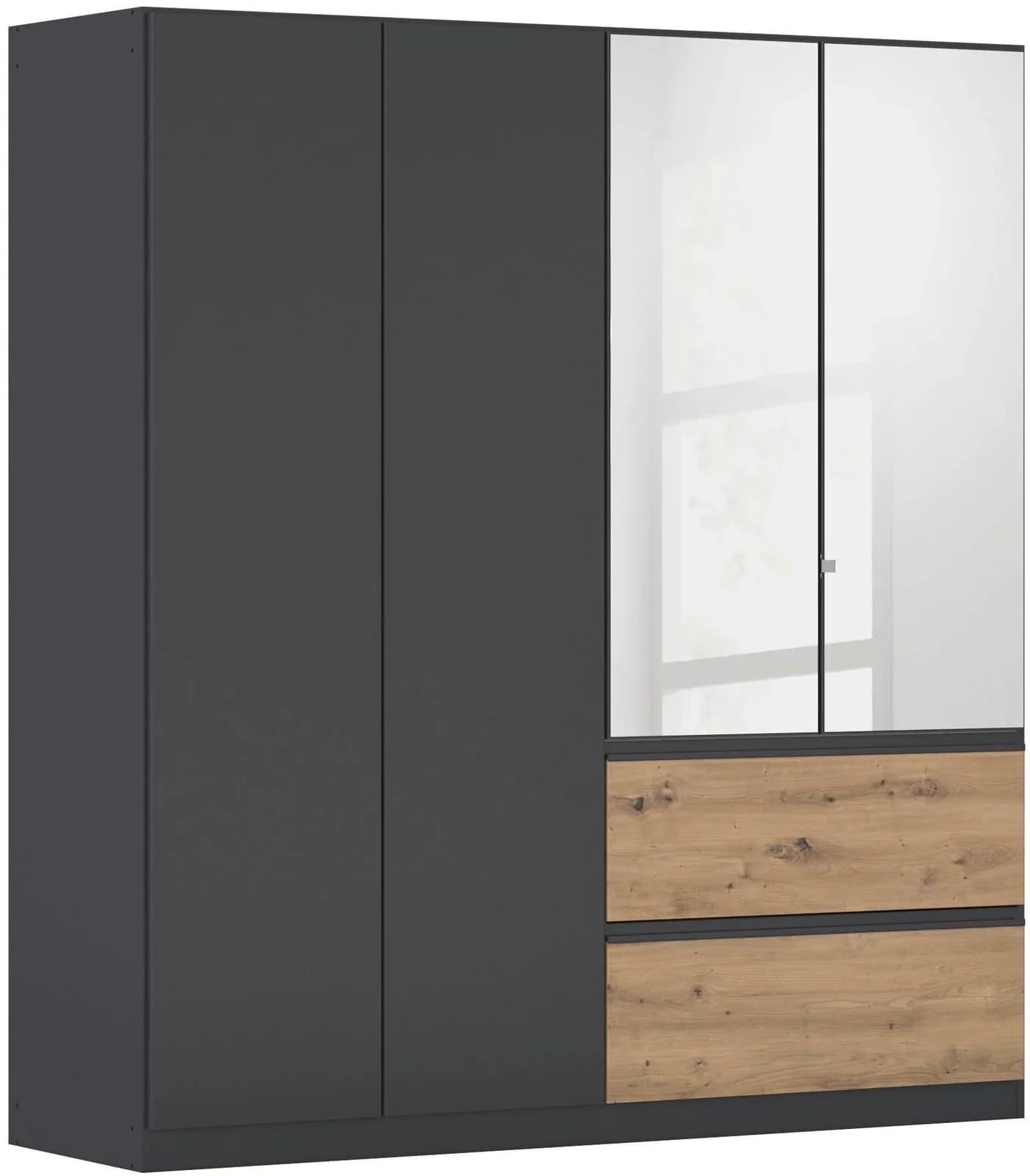 Drehtürenschrank RAUCH Kleiderschrank Graumetallic Eiche Artisan