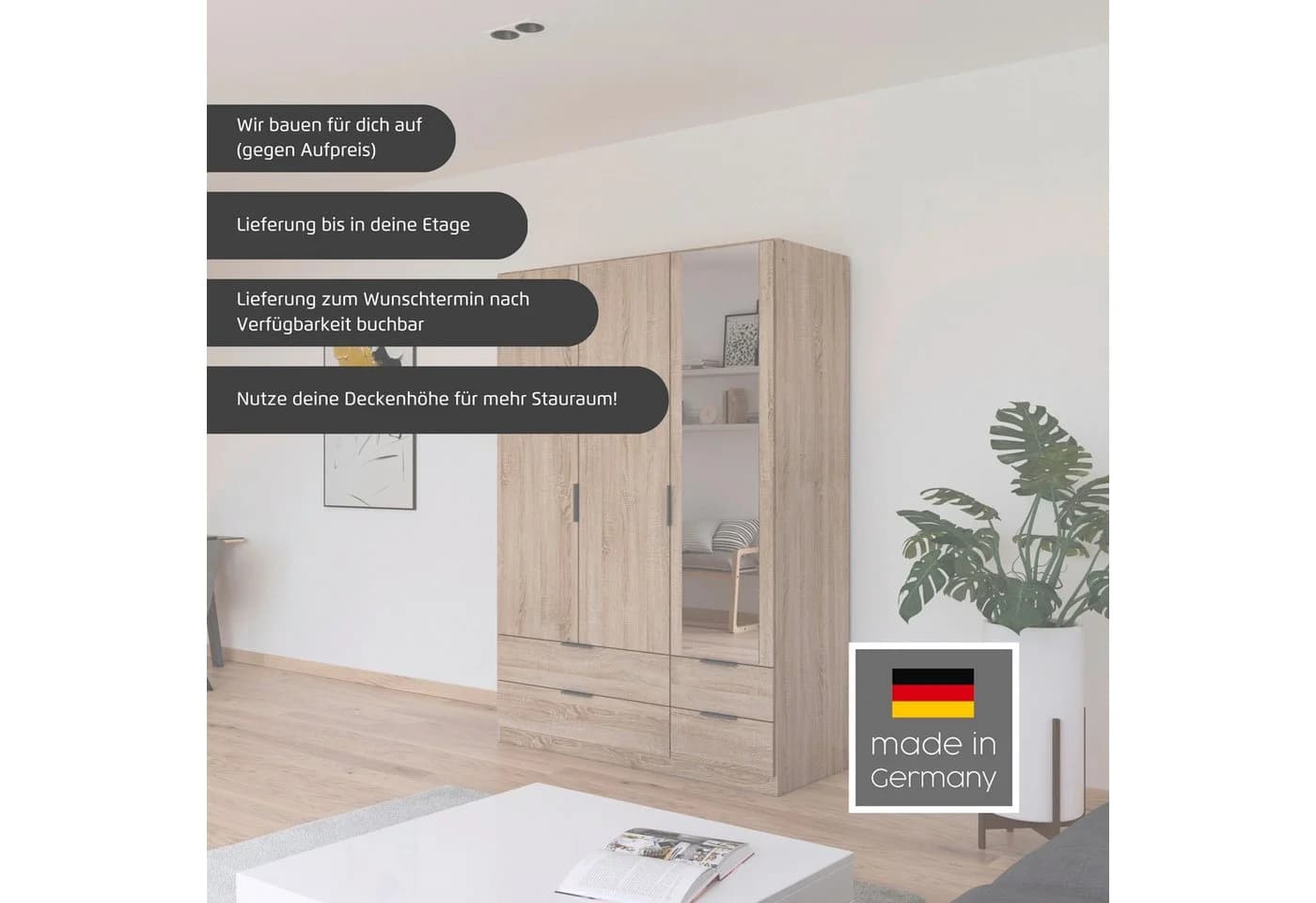 Kleiderschrank RAUCH Drehtürenschrank Garderobe Ankleide Schlafzimmer LAGOA Alpinweiß - Bild 2