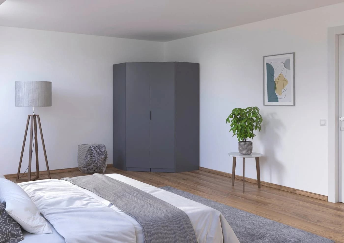 Kleiderschrank RAUCH Eckschrank Ankleidezimmer Schlafzimmer Garderobe Graumetallic