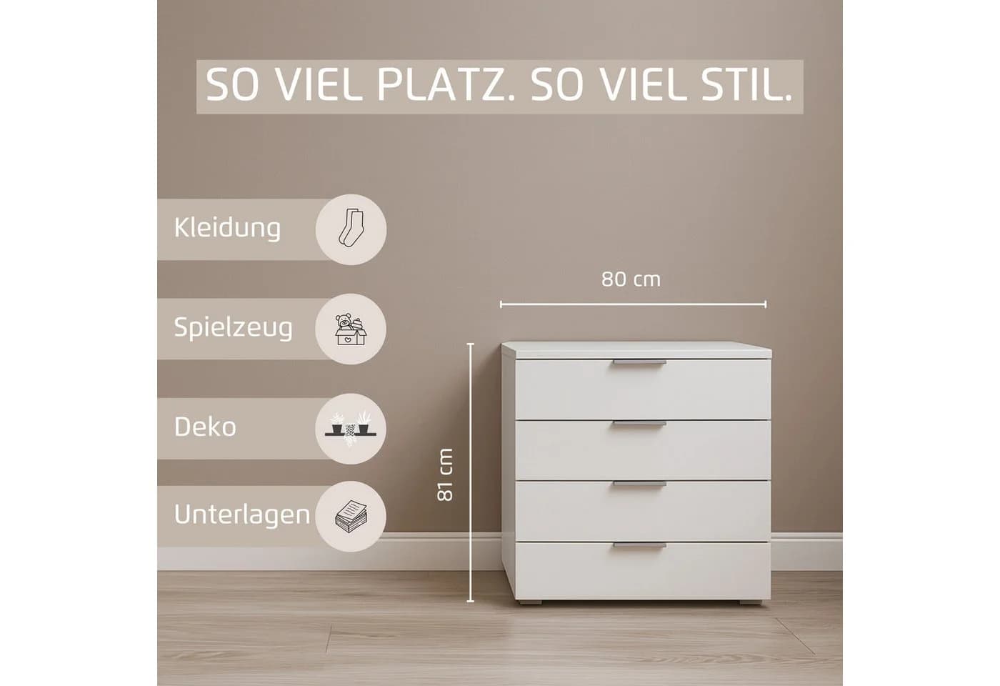 OTTO HOME Schubkastenkommode AGORDO Beige 4 Schubladen - Bild 3