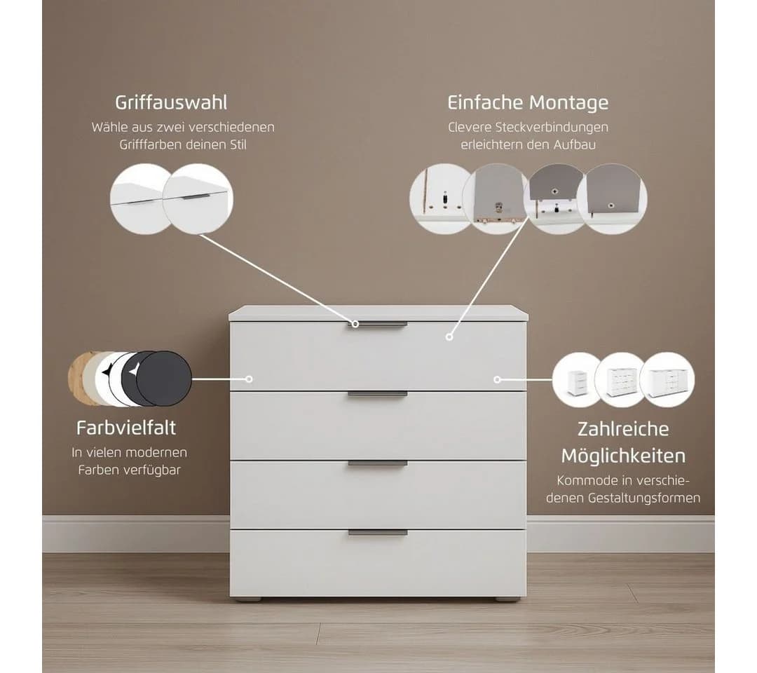 OTTO HOME Schubkastenkommode AGORDO Beige 4 Schubladen - Bild 5