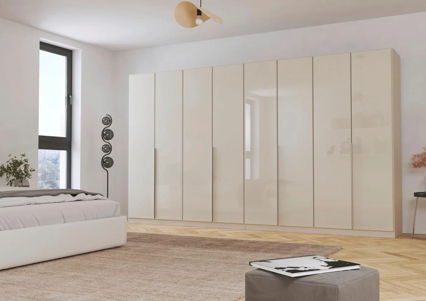 Drehtürenschrank OTTO HOME Kleiderschrank Garderobe Agordo Glasfront Beige