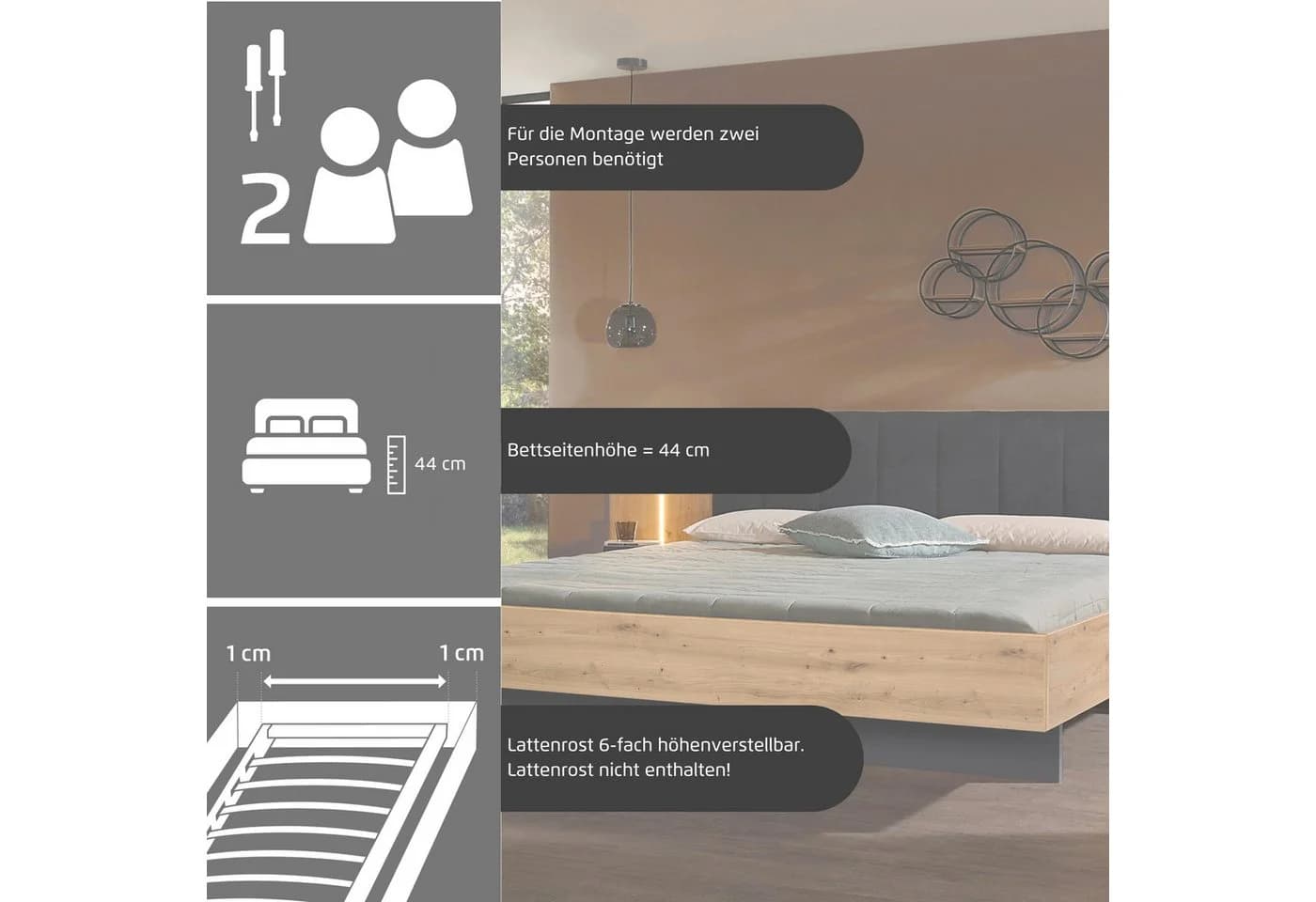 Rauch Bettanlage APOLLON Doppelbett 180x200cm Lederoptik - Bild 3