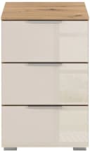OTTO HOME Nachtkommode AGORDO mit Glasfront Beige 3 Schubladen Bild 3