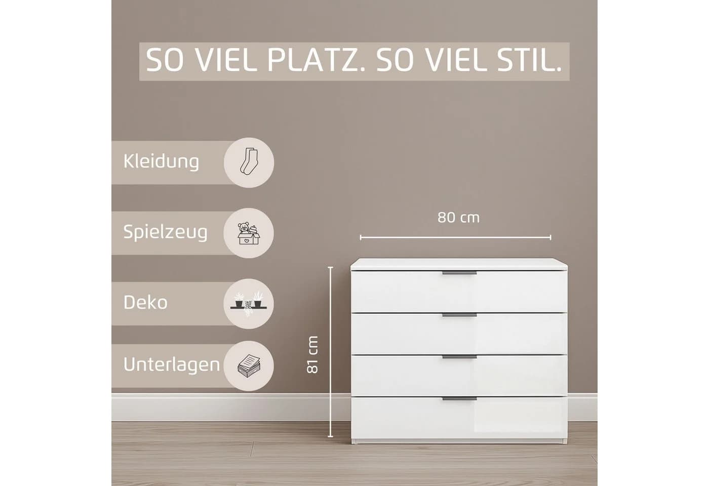 OTTO HOME Schubkastenkommode AGORDO mit Glasfront Beige - Bild 4