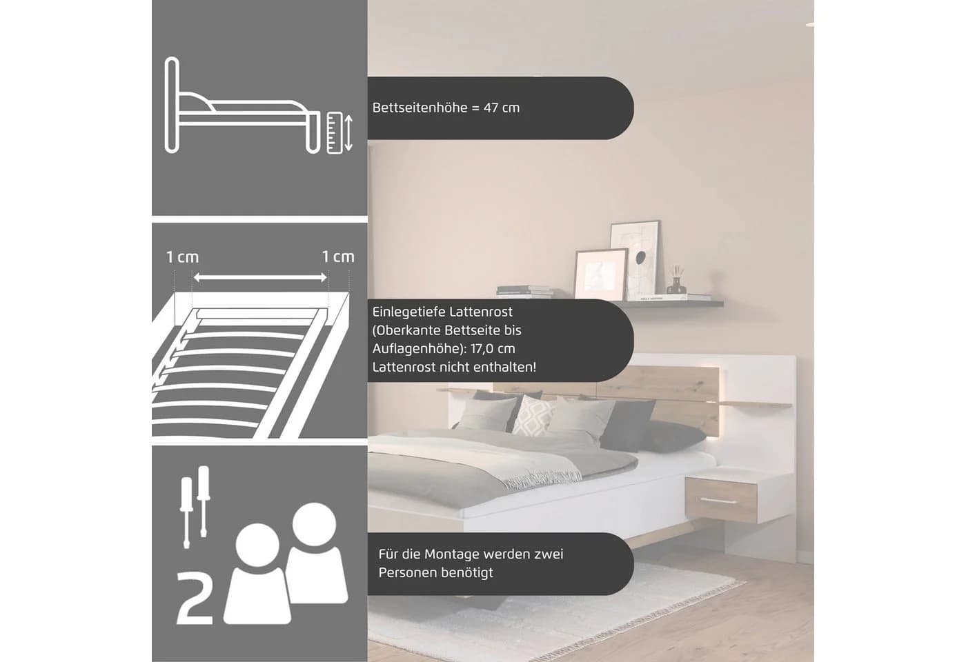 Rauch Bettanlage BOSTON-EXTRA Doppelbett mit LED-Beleuchtung - Bild 4