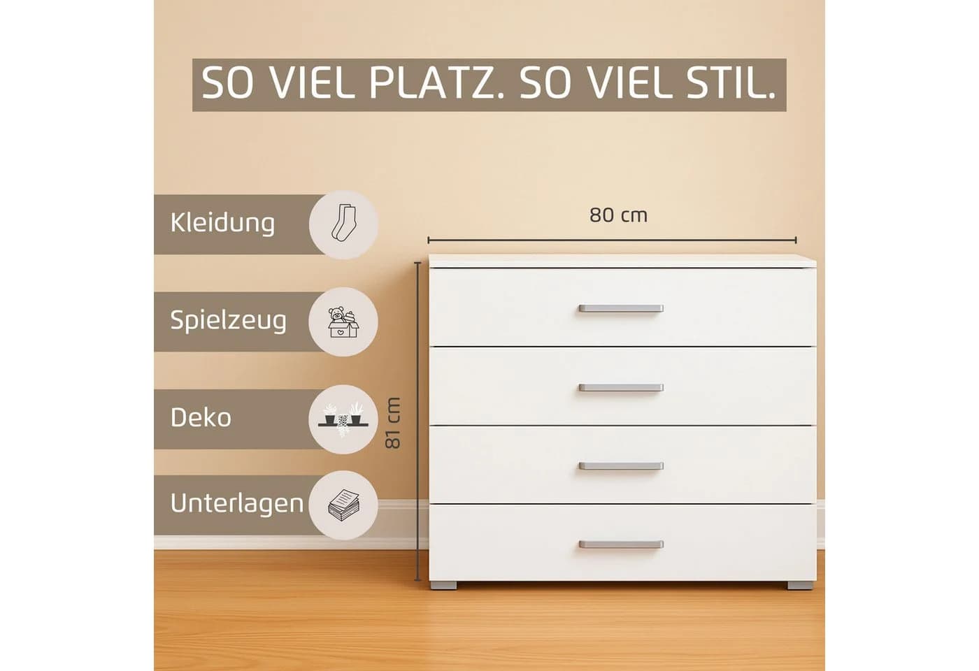 Rauch Schubkastenkommode KOLUNA Eiche Artisan 4 Schubladen - Bild 3
