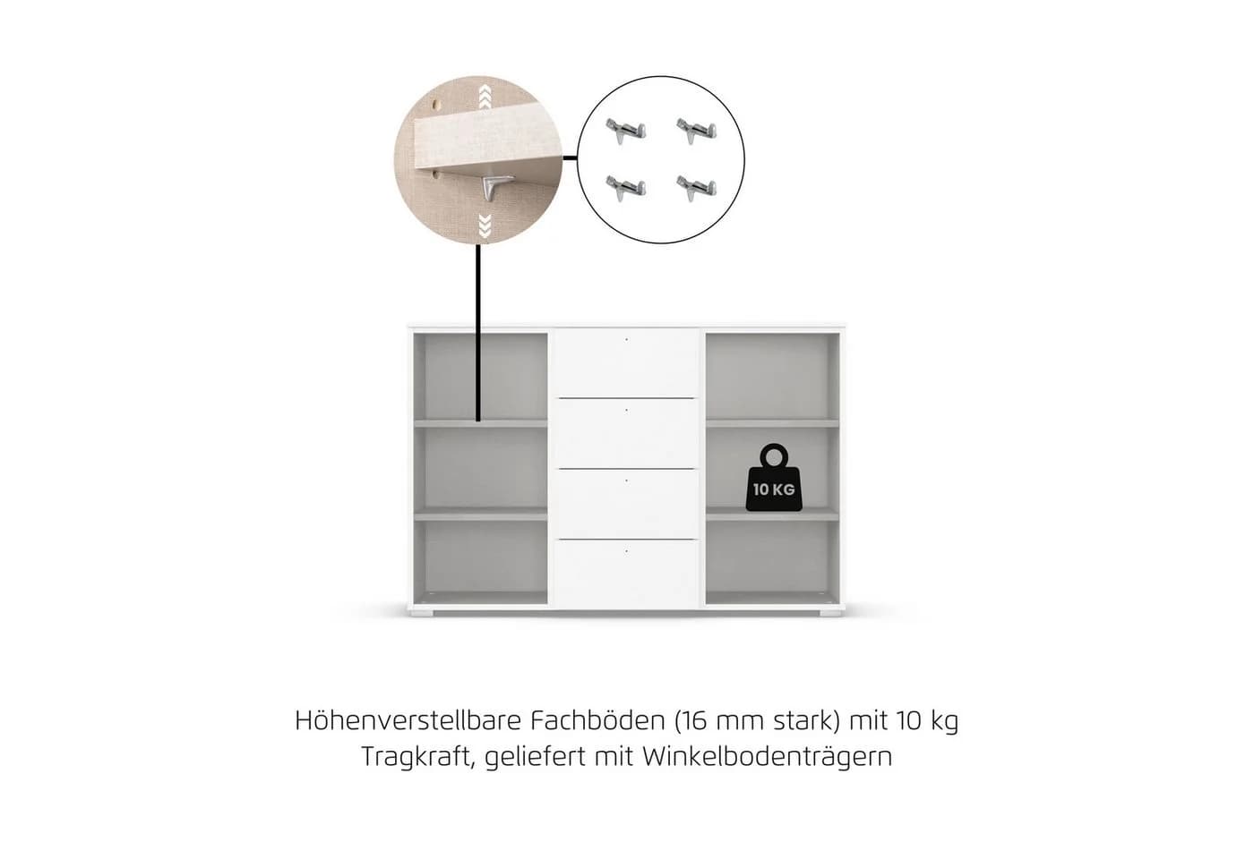 RAUCH KOLUNA Schubkastenkommode Weiß Glasfront 4 Schubladen - Bild 5