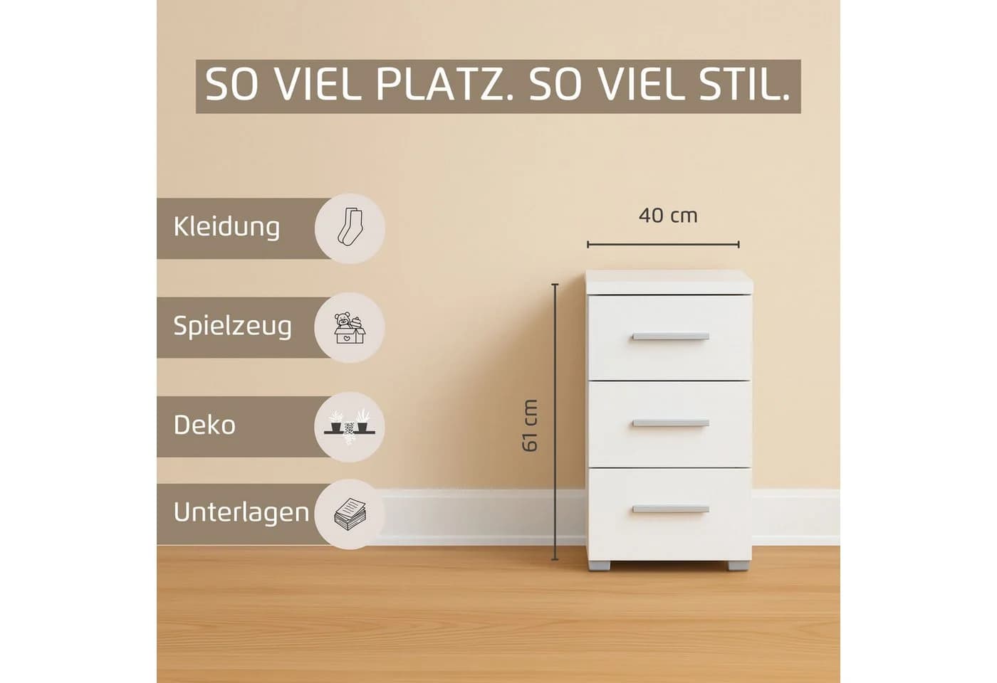 Rauch Nachtkommode KOLUNA mit Glasfront Beige Eiche Artisan - Bild 4