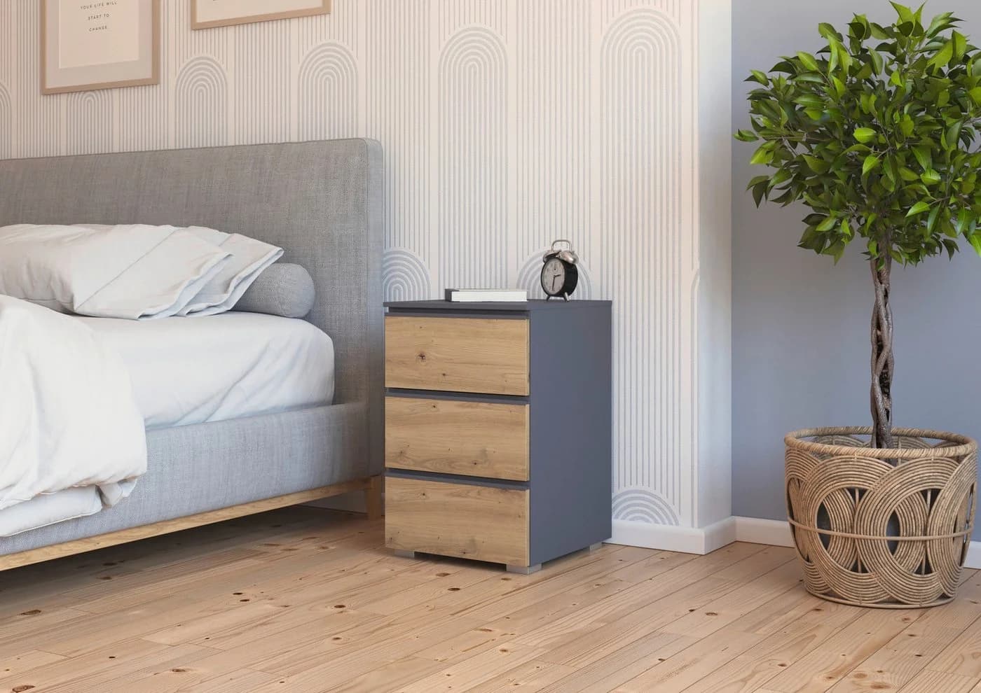 Nachtkommode im Artisan-Stil aus Holzwerkstoff