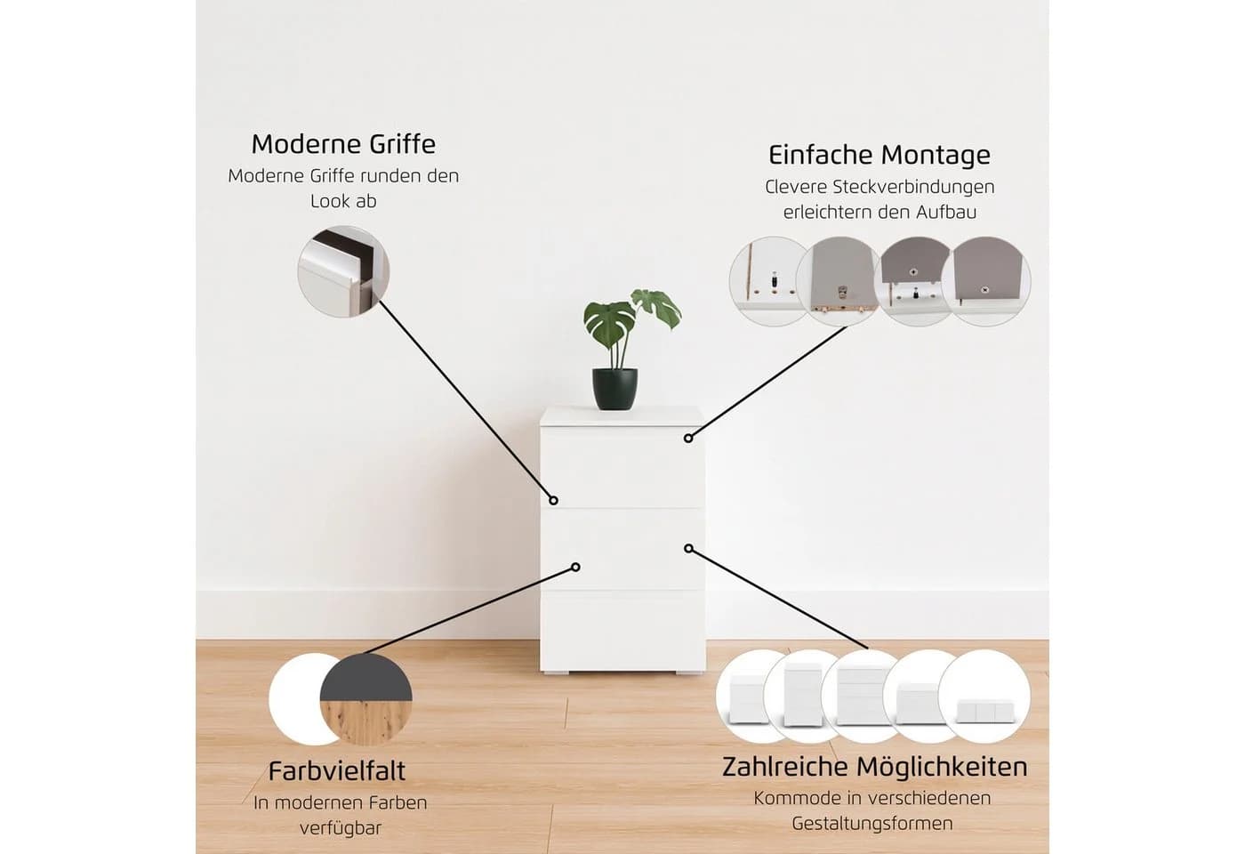 Nachtkommode im Artisan-Stil aus Holzwerkstoff - Bild 3