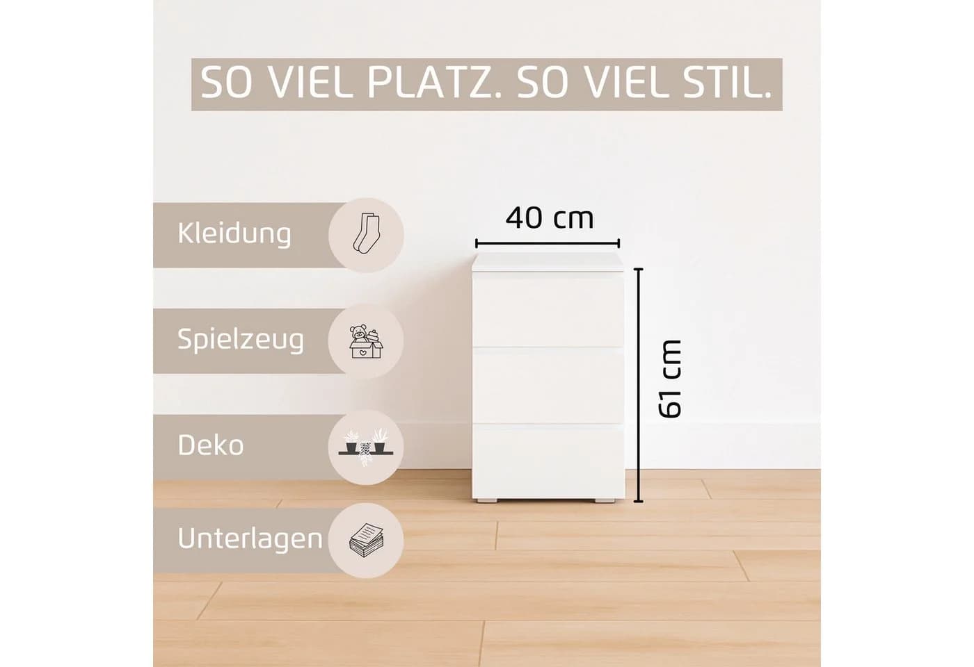 Nachtkommode im Artisan-Stil aus Holzwerkstoff - Bild 4