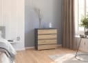 Rauch Kommode Joel Graumetallic Eiche Artisan 4 Schubladen Bild 1