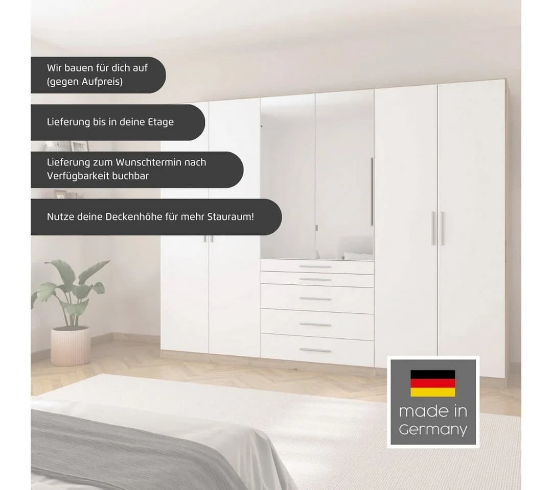 Schlafzimmer-Set RAUCH Komplettschlafzimmer Stauraumbett Eiche Artisan Alpinweiß - Bild 5