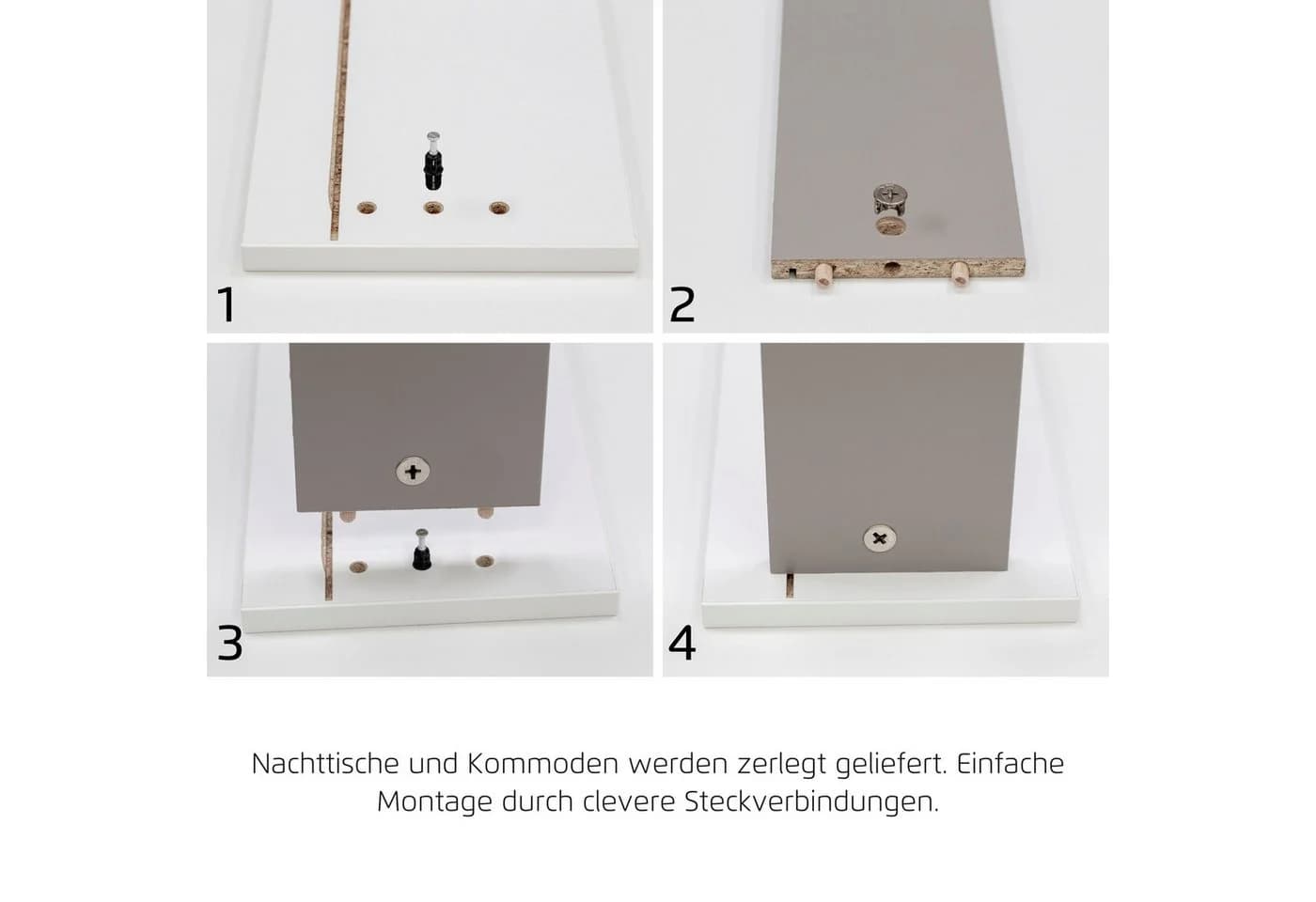 Nachtkommode AVOLA Graumetallic 3 Schubladen Holzwerkstoff - Bild 5