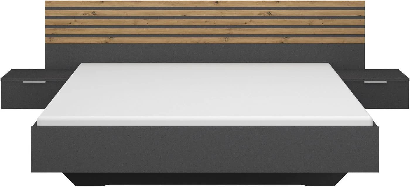 Rauch Bettanlage LAMELLA Doppelbett Futonbett 160x200 oder 180x200 cm Graumetallic/Eiche Artisan - Bild 4