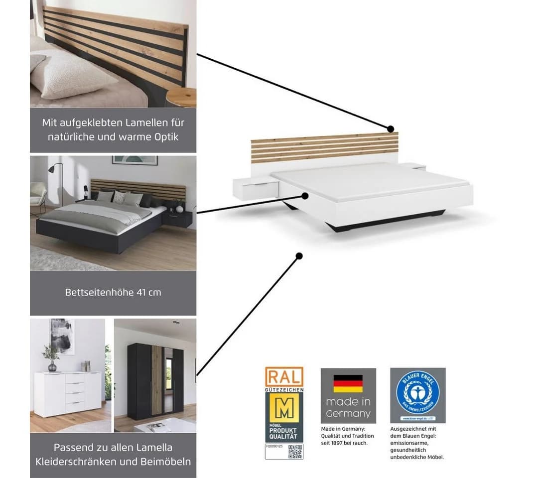 Rauch Bettanlage Lamella Doppelbett 160x200 cm alpinweiß - Bild 3
