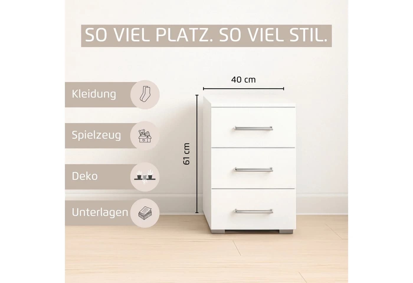 Moderne Nachtkommode aus Holzwerkstoff, Eiche Sonoma - Bild 4